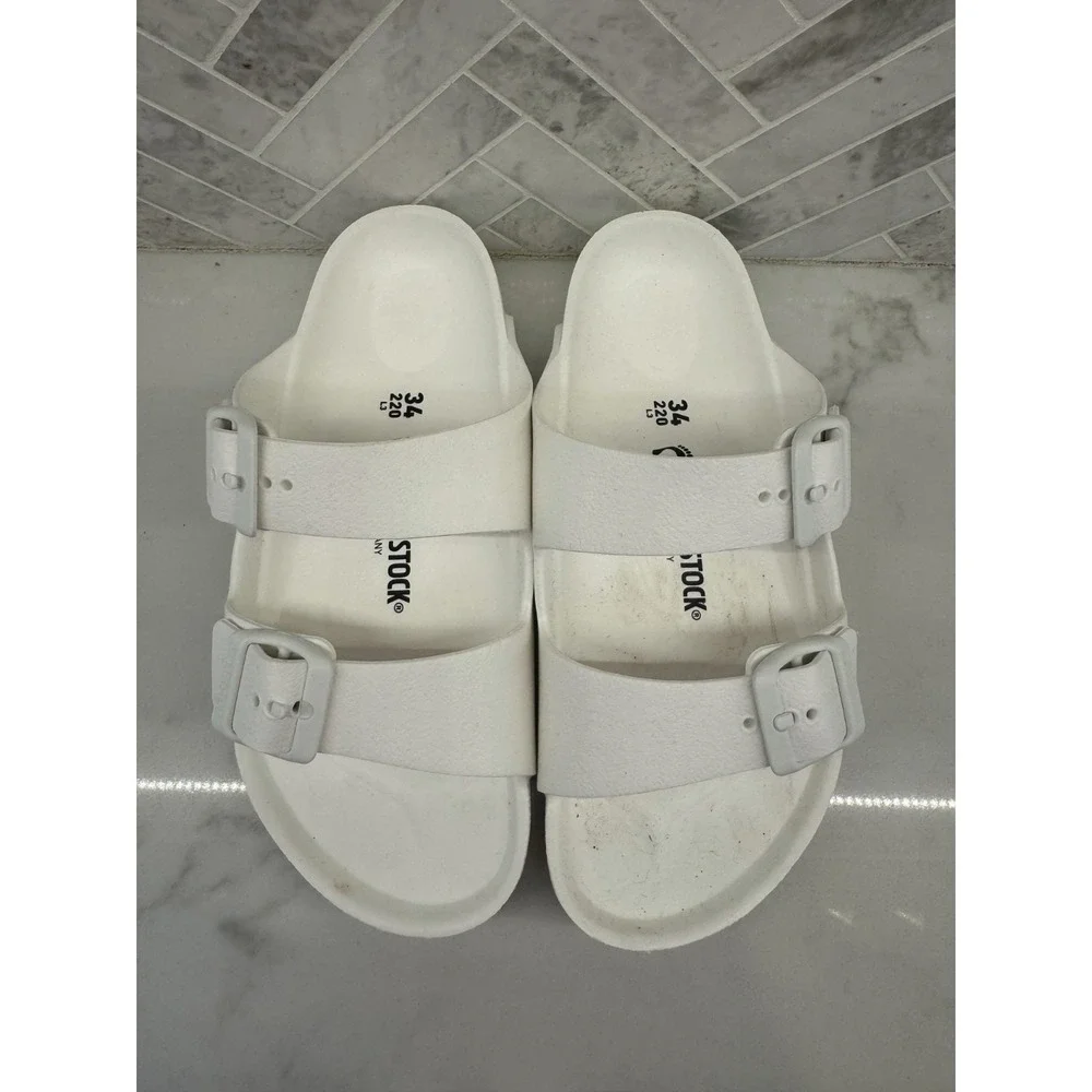 Birkenstock Arizona EVA Sandals Kids Youth Size 3 1 34 White Double Strap Slides